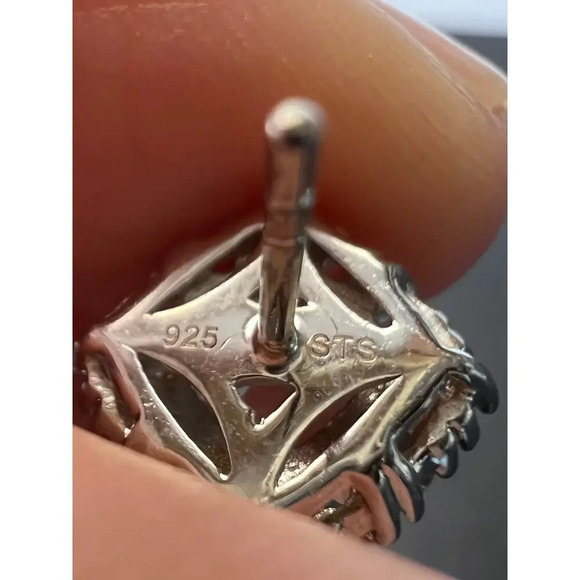 Lab white sapphire and topaz sterling silver stud earrings - Picture 11 of 11